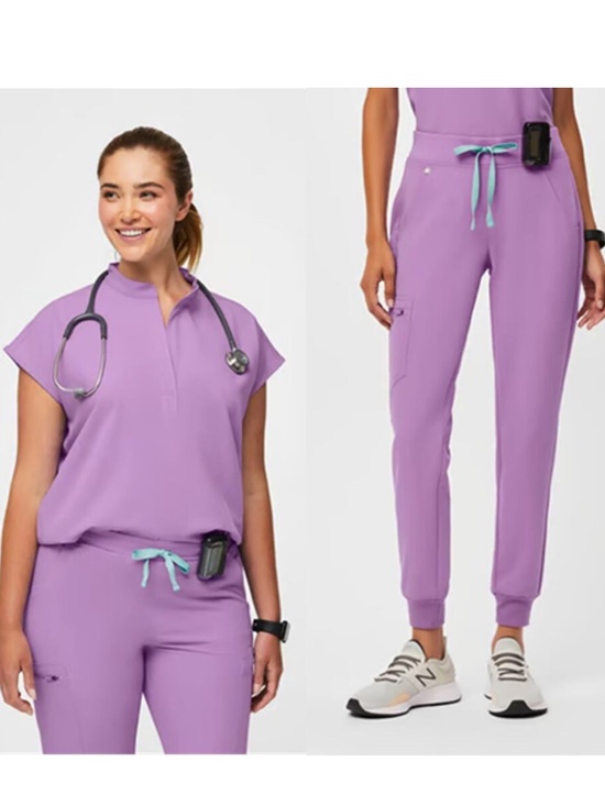Figs Pants - Figs Technical Collection Women's Lavender Jogger Top & Pants - Size L